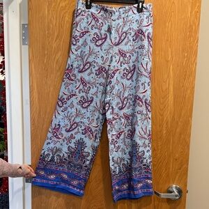 LOFT Blue and Pink Paisley Pants
